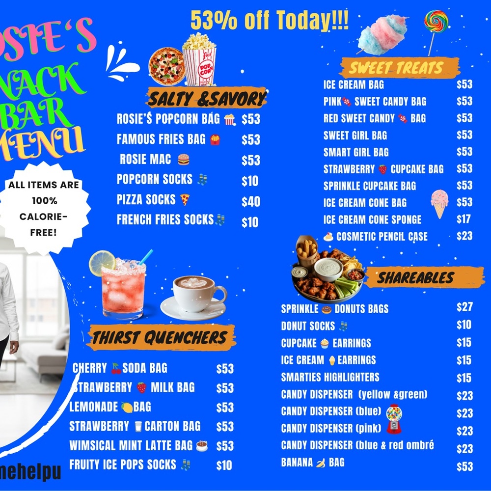 Snack Bar Menu Party Supplies